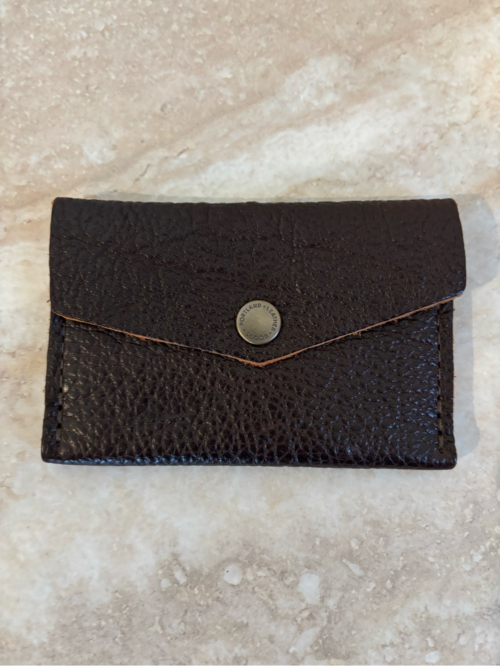 Portland Leather Dark Brown Textured Card Holder